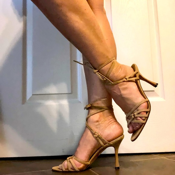 Manolo Blahnik Shoes Manolo Blahnik Italian Strapping Heels Tan